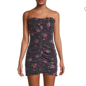For love and lemons strapless mini dress with sequins.